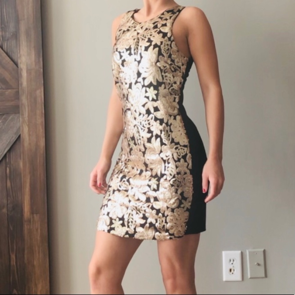 Floral gold metallic dress!
